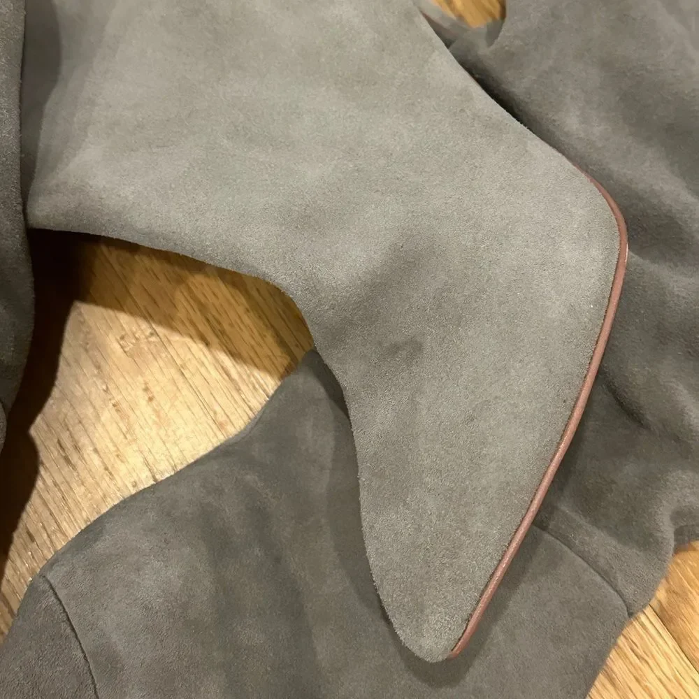 Chinese Laundry Size 8 Over the Knee  Gray Suede Heeled Boots